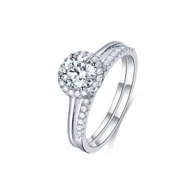 Classic 2Pcs Moissanite Round Cut Engagement Ring Set