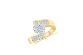 Cluster Diamond Engagement Ring 2.25 CT TW 14K Yellow Gold DENG023