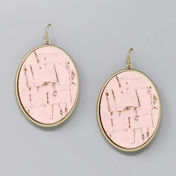 Cork Oval Dangle Earrings