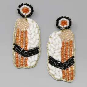 Crabstick Sushi Seed Beaded Drop Earrings