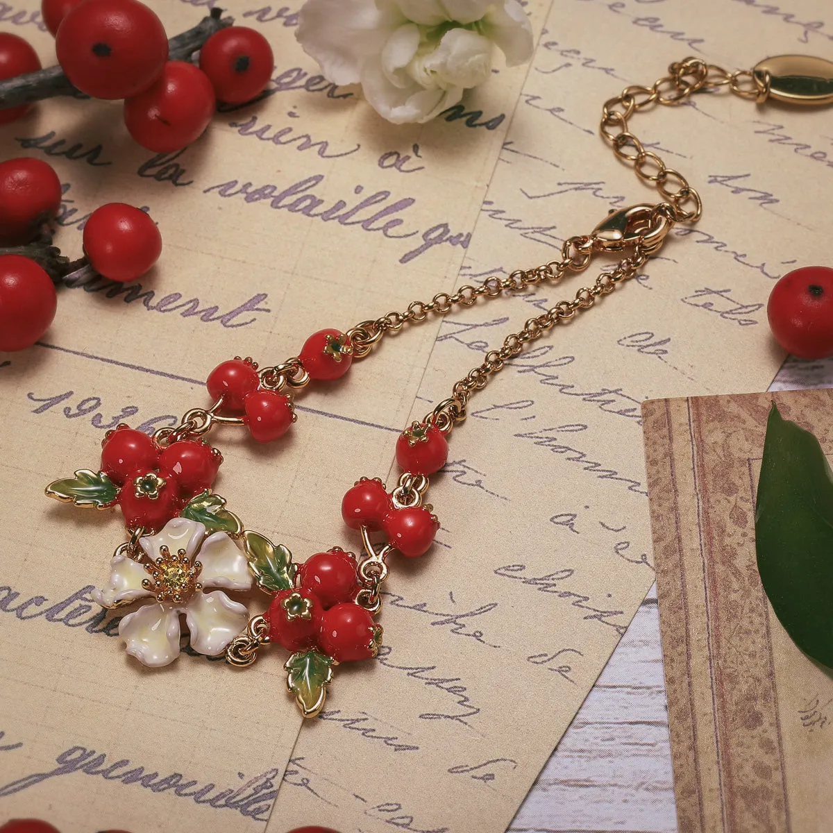 Cranberry Flowers Bracelet