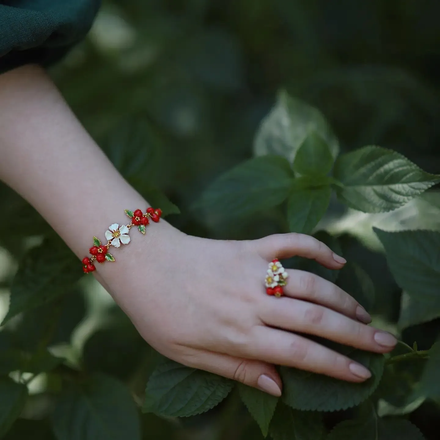 Cranberry Flowers Bracelet