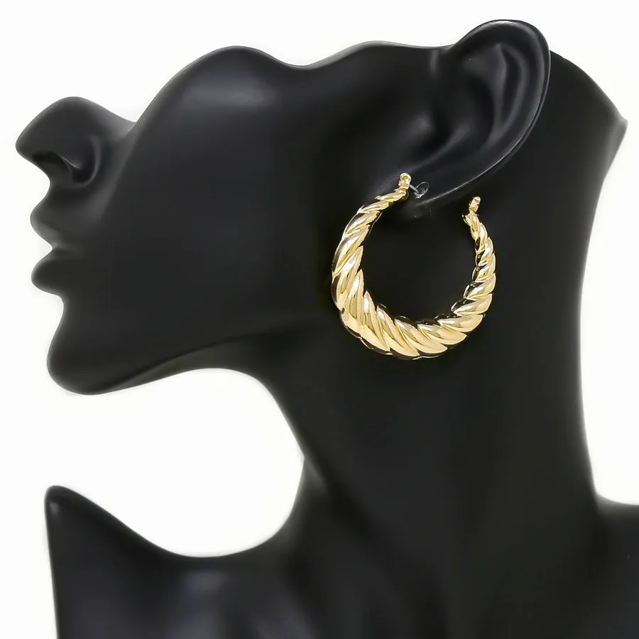 Croissant Textured Metal Hoop Earrings