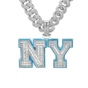 Custom Emerald Cut Moissanite University Font Letter/Number Pendant