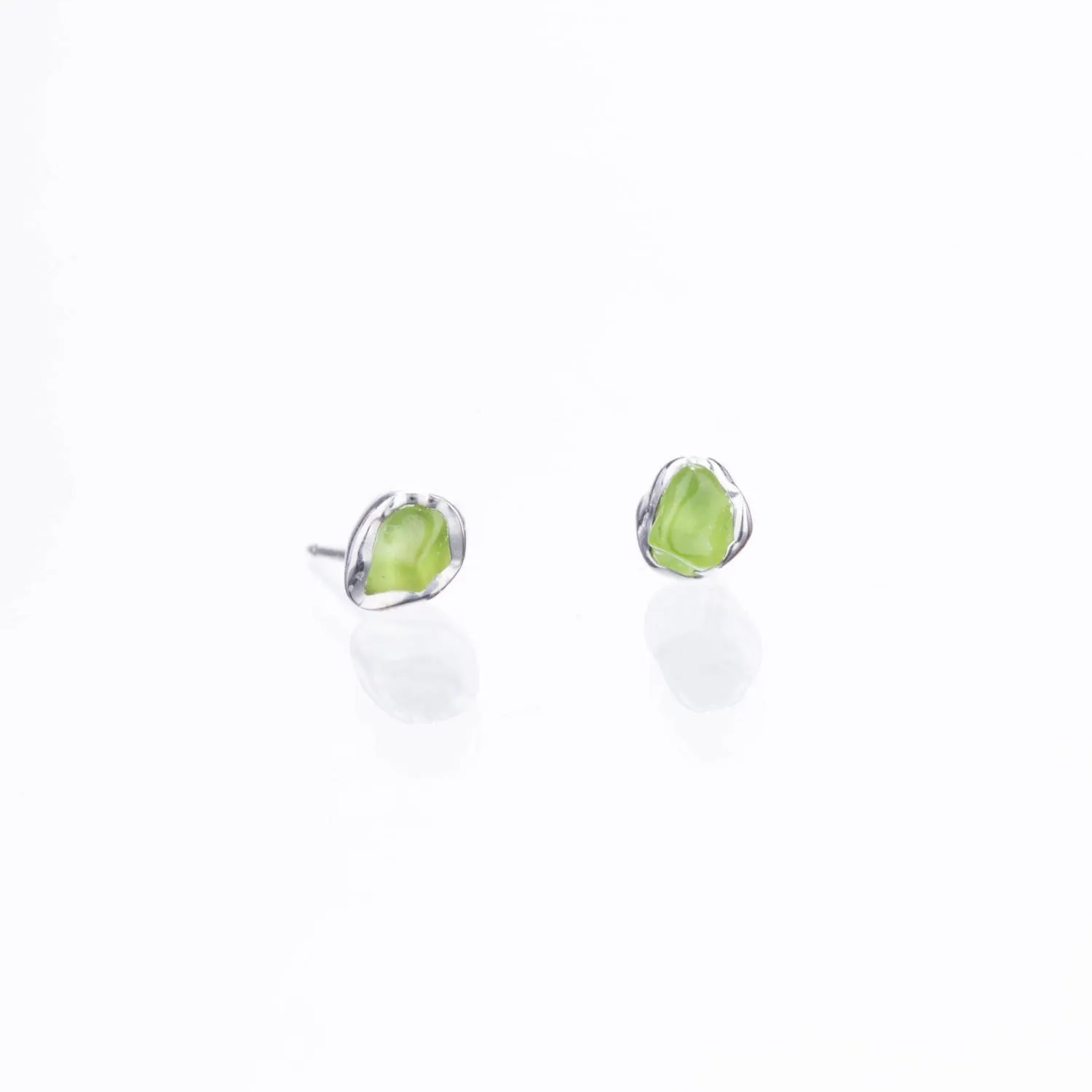 Dainty Raw Peridot Stud Earrings