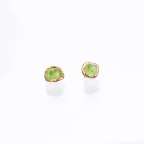 Dainty Raw Peridot Stud Earrings