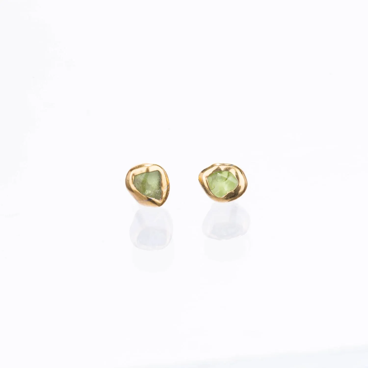 Dainty Raw Peridot Stud Earrings