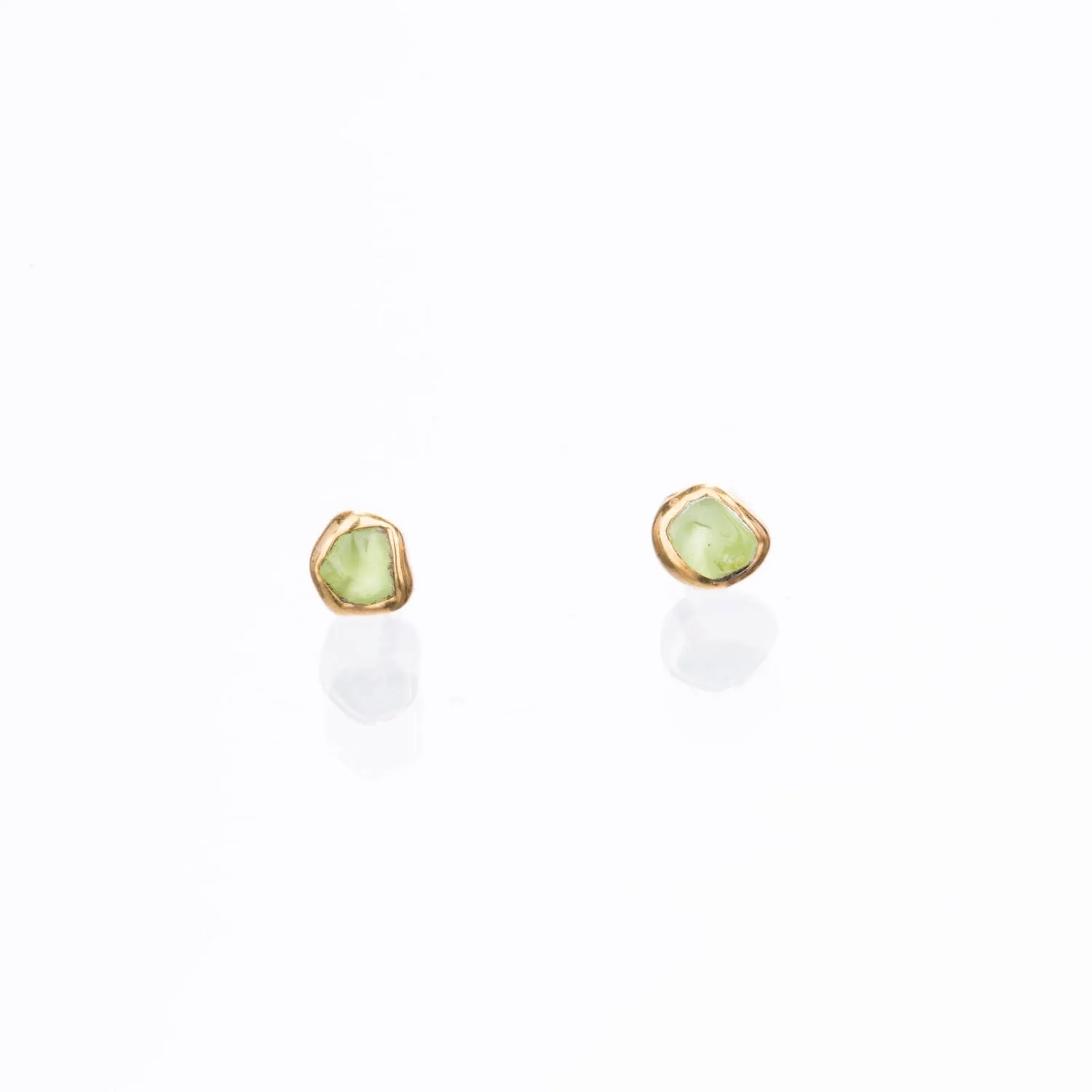 Dainty Raw Peridot Stud Earrings