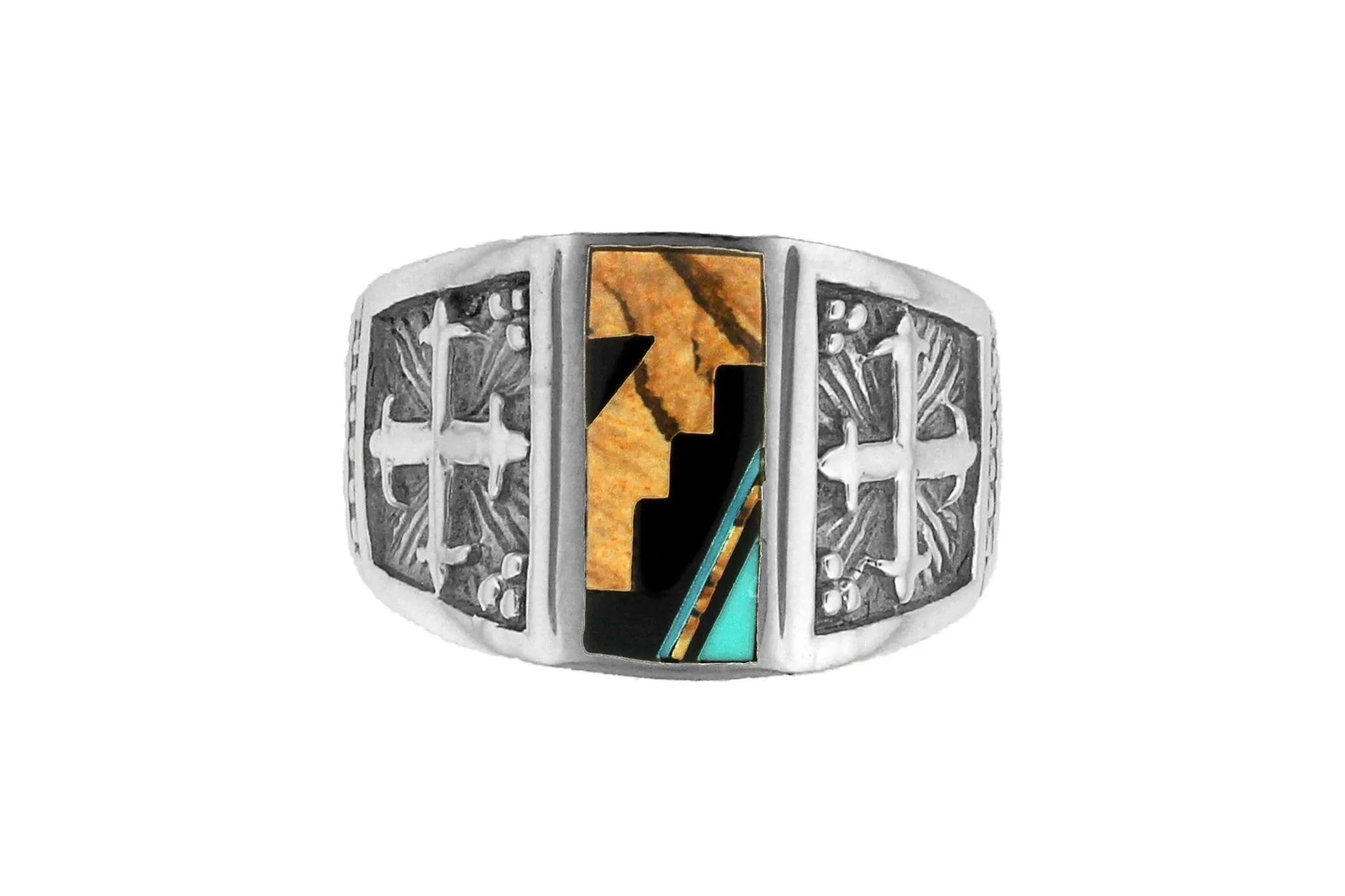 David Rosales Turquoise Creek Man's Ring