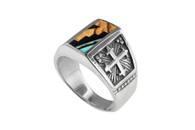 David Rosales Turquoise Creek Man's Ring