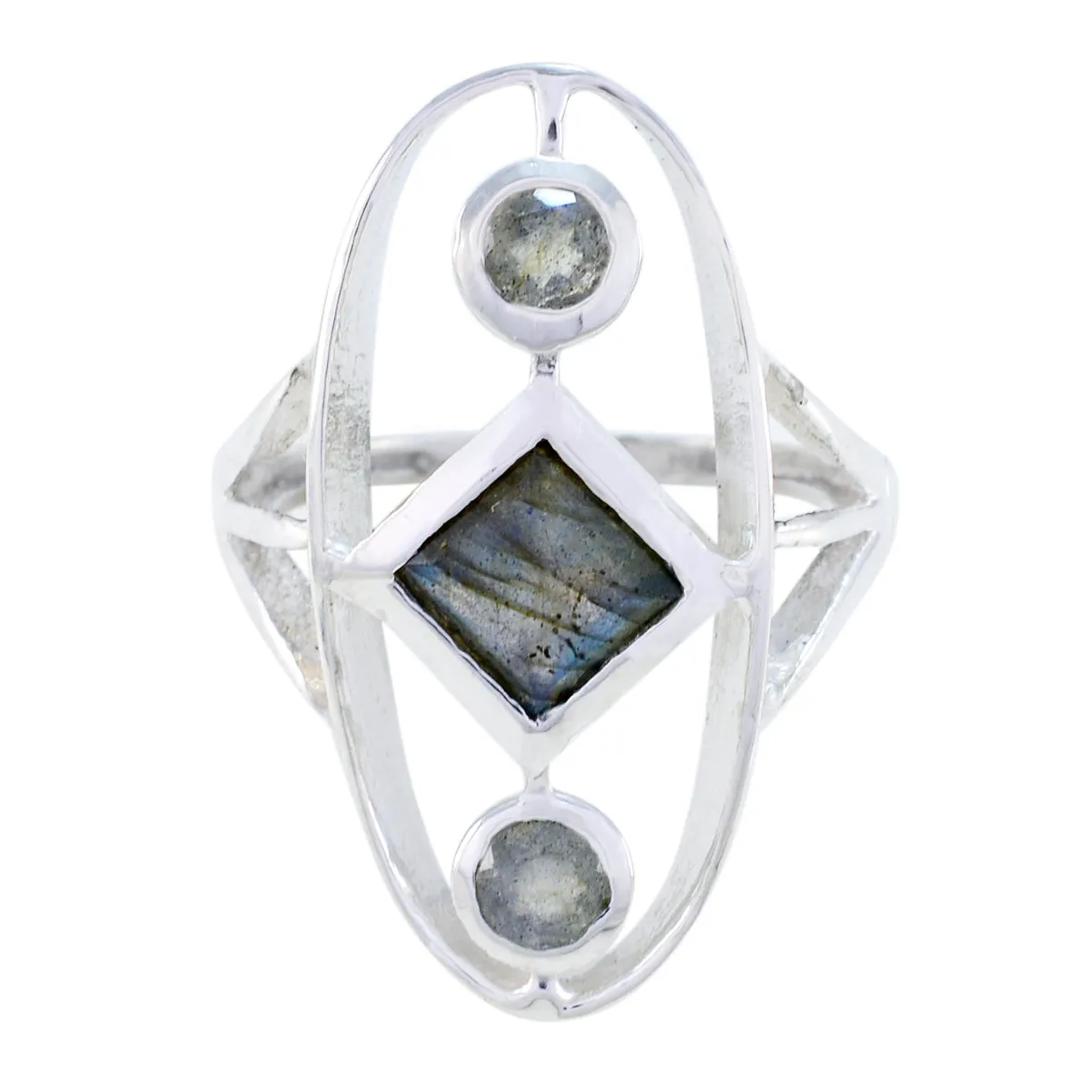 Desirable Stone Labradorite 925 Sterling Silver Rings Quilling Jewelry