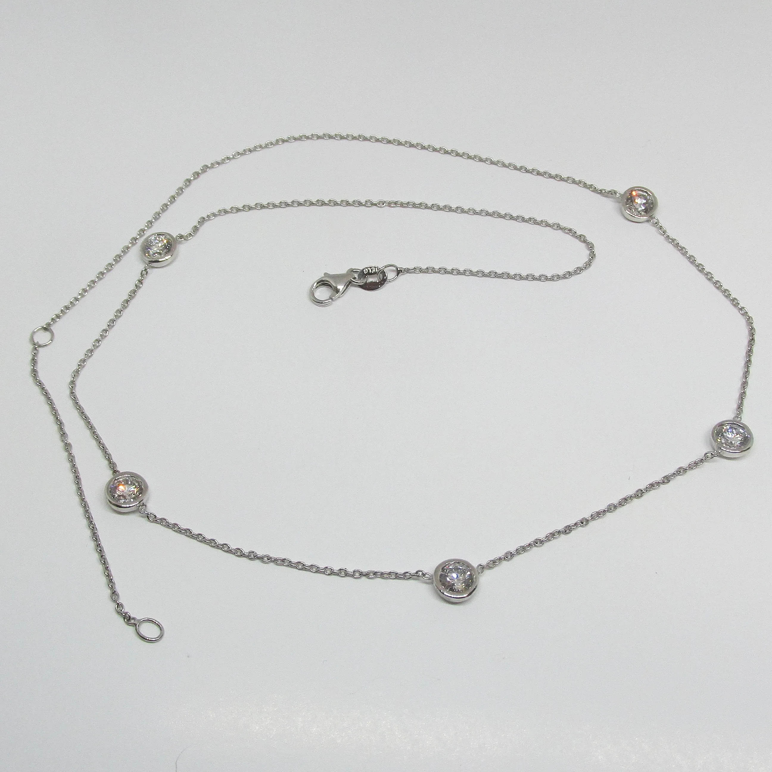 Diamond Station Necklace 14k White Gold