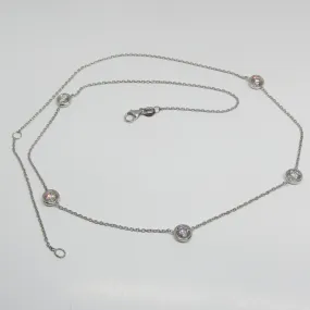 Diamond Station Necklace 14k White Gold