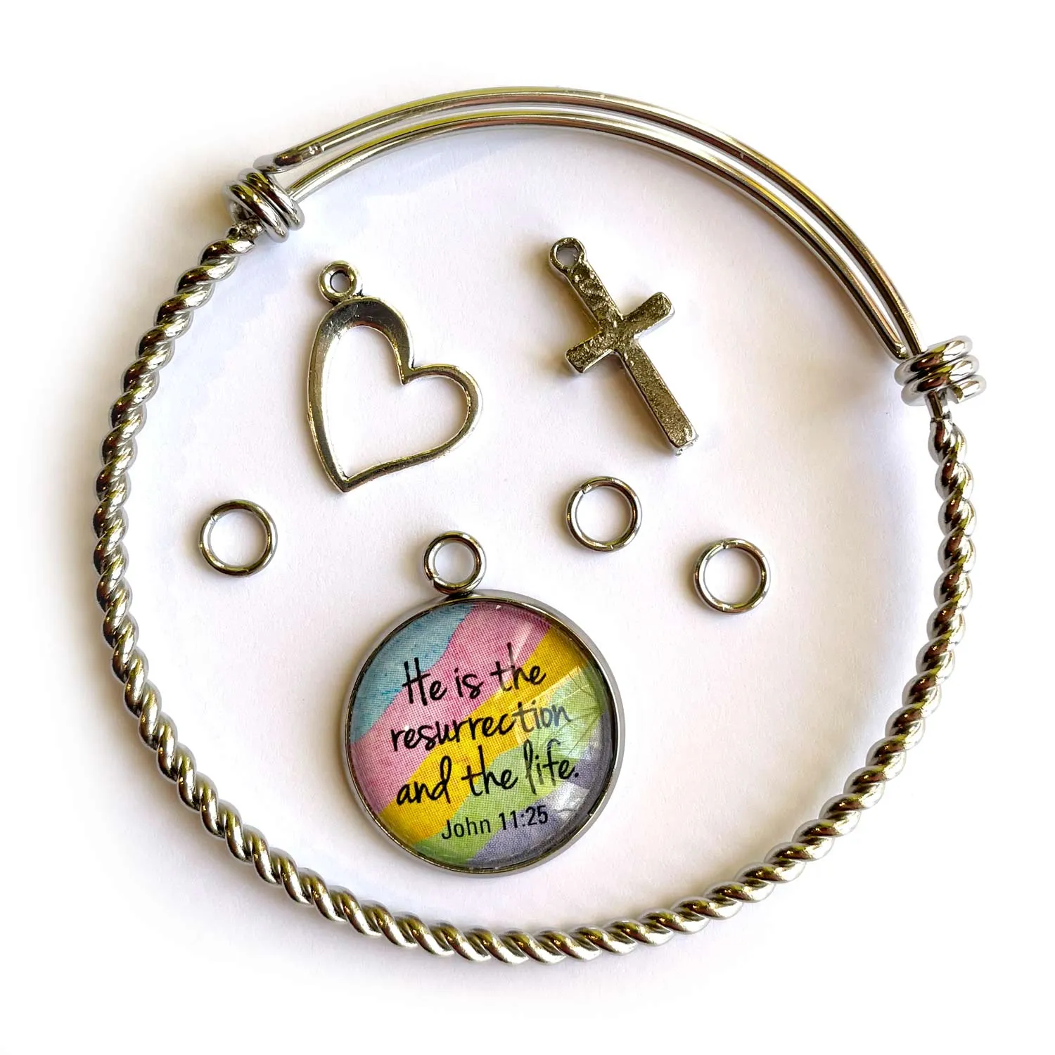 DIY Easter Scripture Charm Bangle Bracelet Making Kit