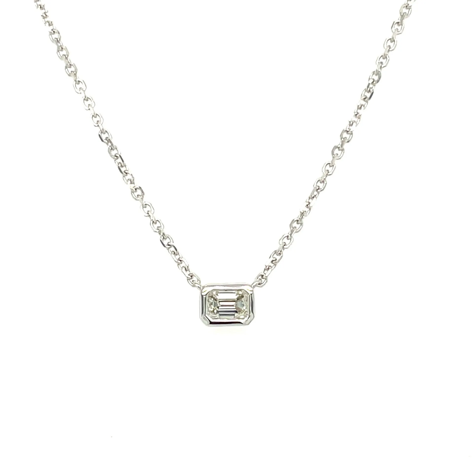 Emerald Diamond Bezel Necklace