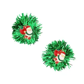 Enamel Santa Claus Tinsel Earrings