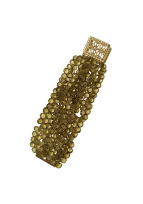 Erica Courtney 18KYG Diamond & Olive Quartz Bead Bracelet