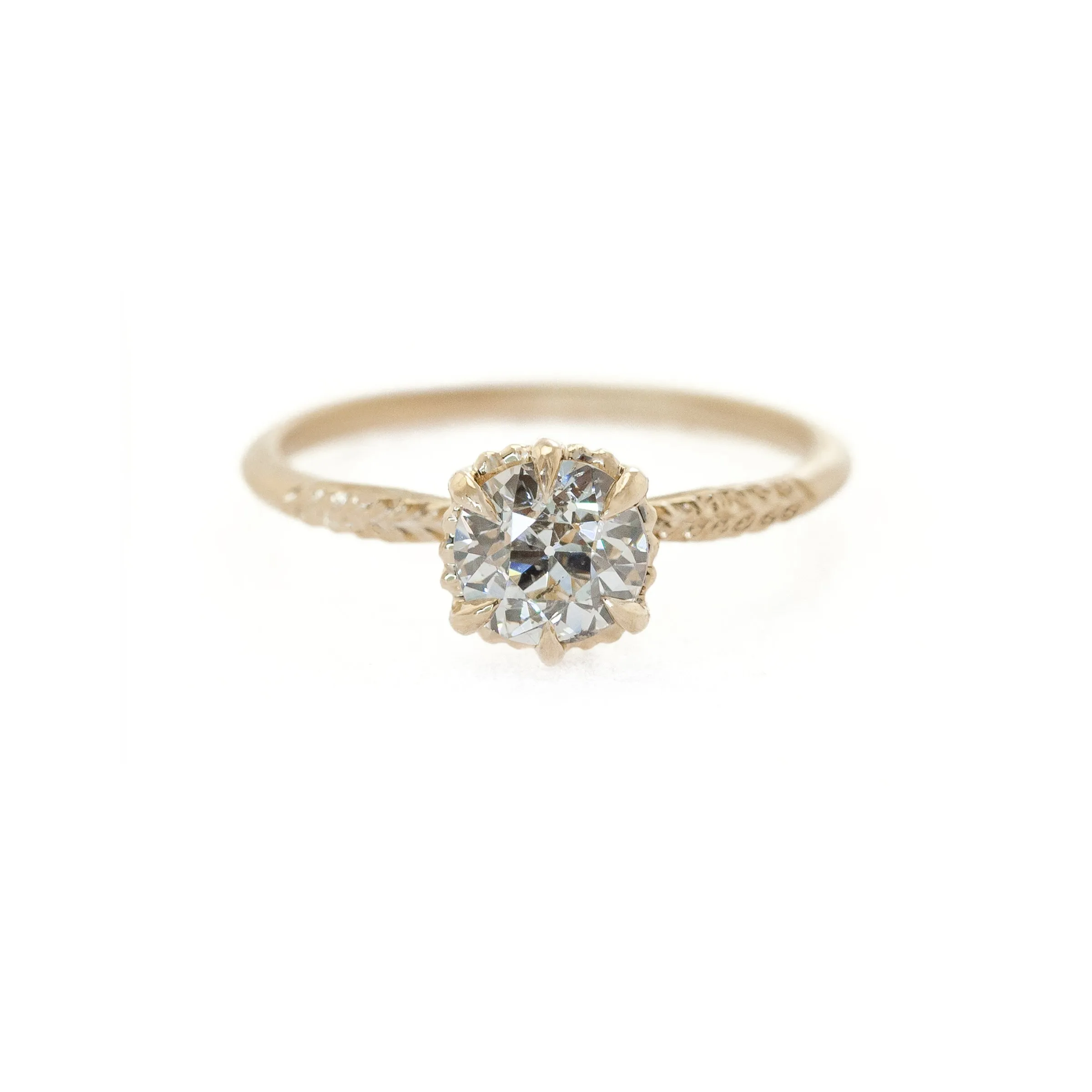 Evergreen Solitaire Diamond and 18 KT Yellow Gold Ring By Megan Thorne