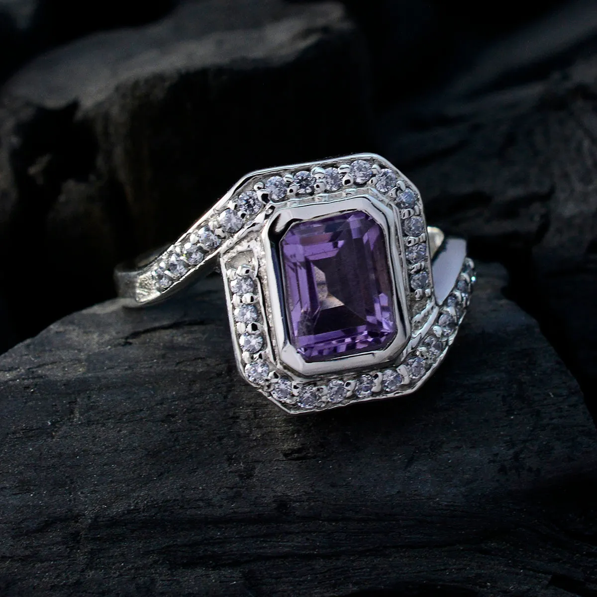 Excellent Gemstones Amethyst Silver Rings Fashion Jewelry Wholesale