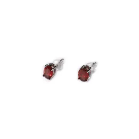 Garnet Sterling Silver Stud Earrings