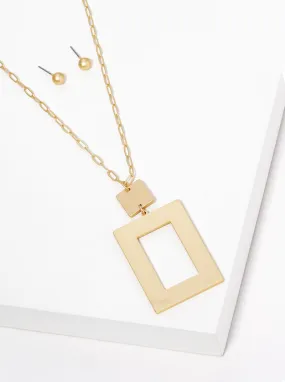 Geometric Gold Pendant Necklace Set