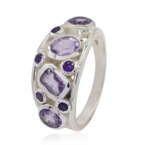 Good Gemstone Amethyst 925 Sterling Silver Ring Gift Father'S Day