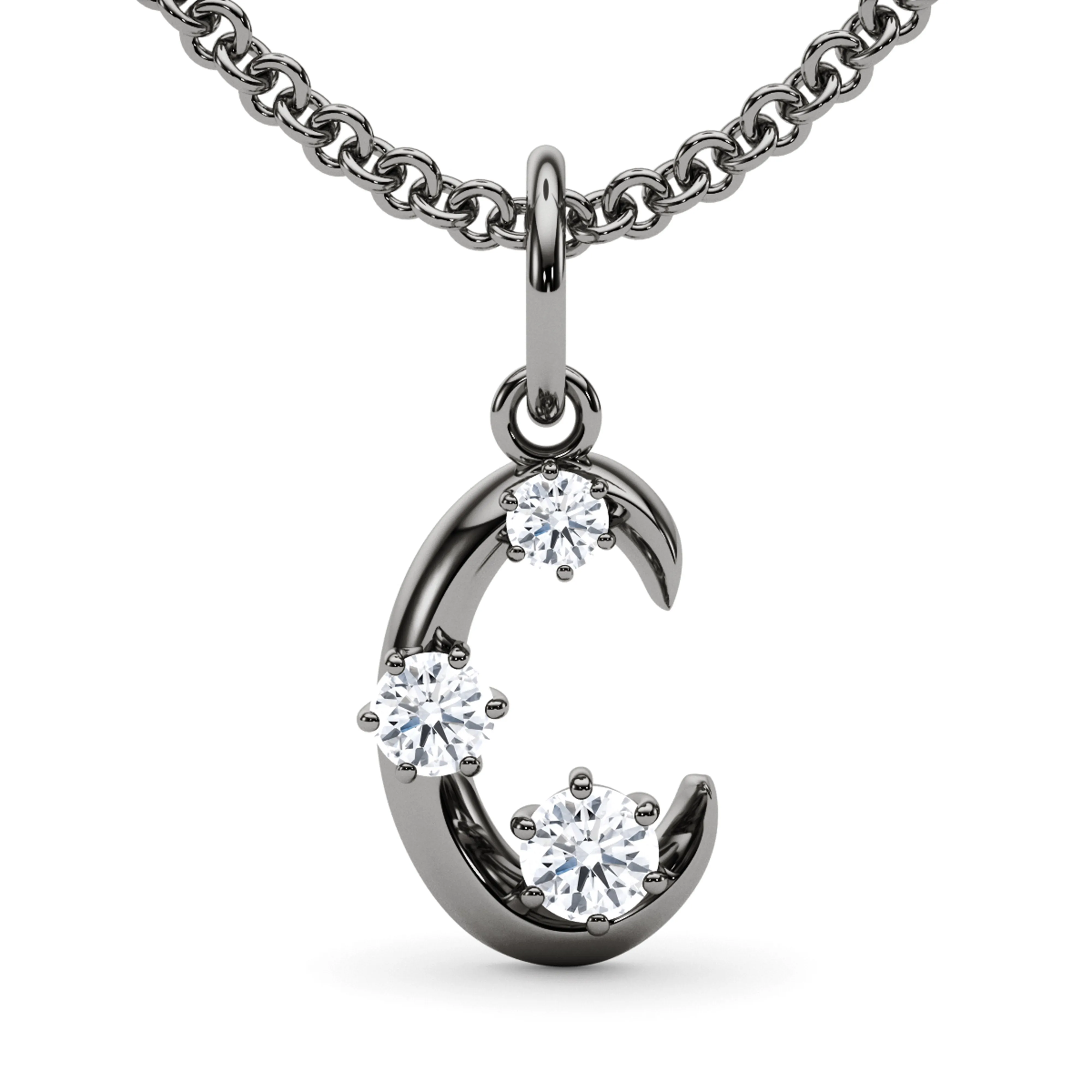 Graduated Diamond Initial Pendant Letter C