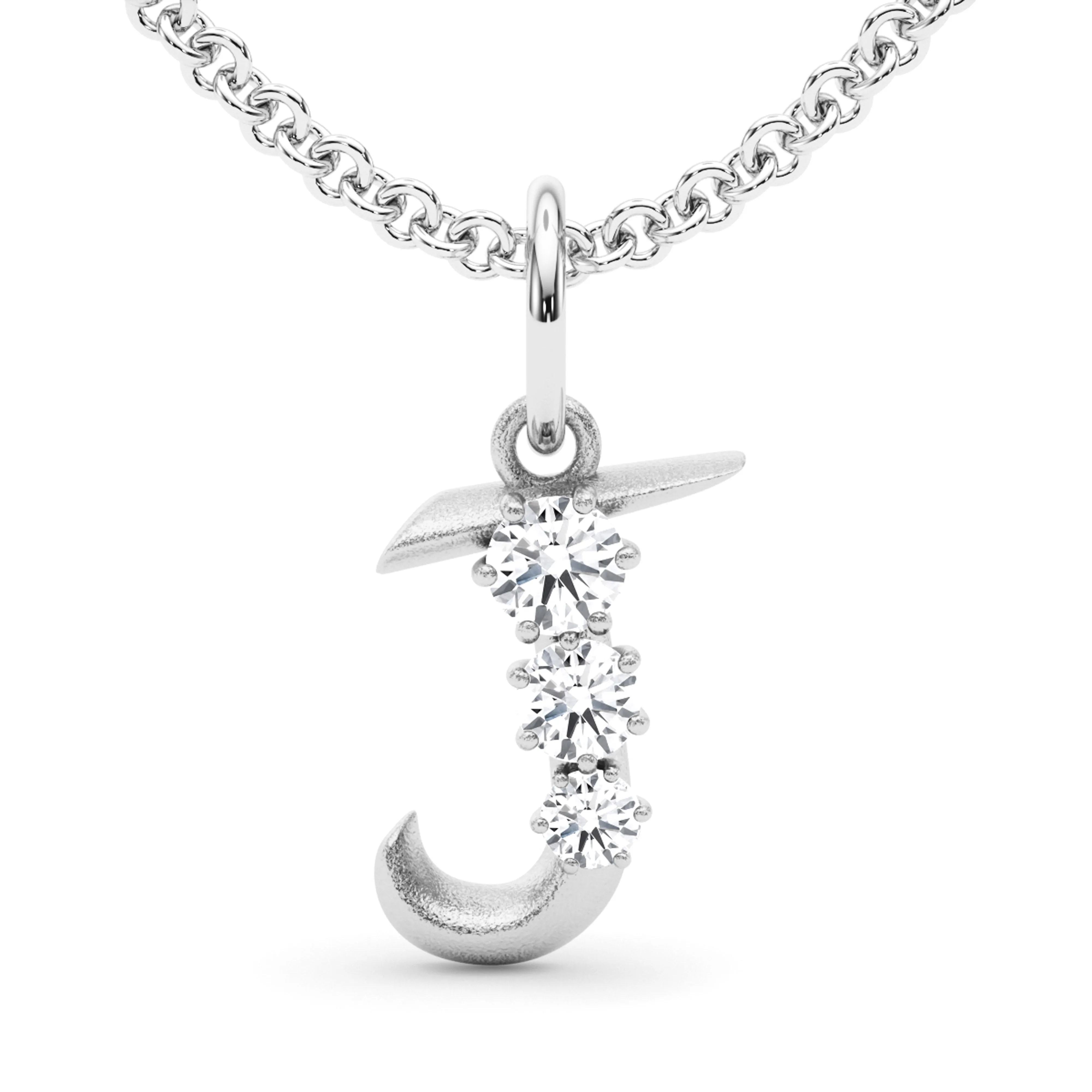 Graduated Diamond Initial Pendant Letter J