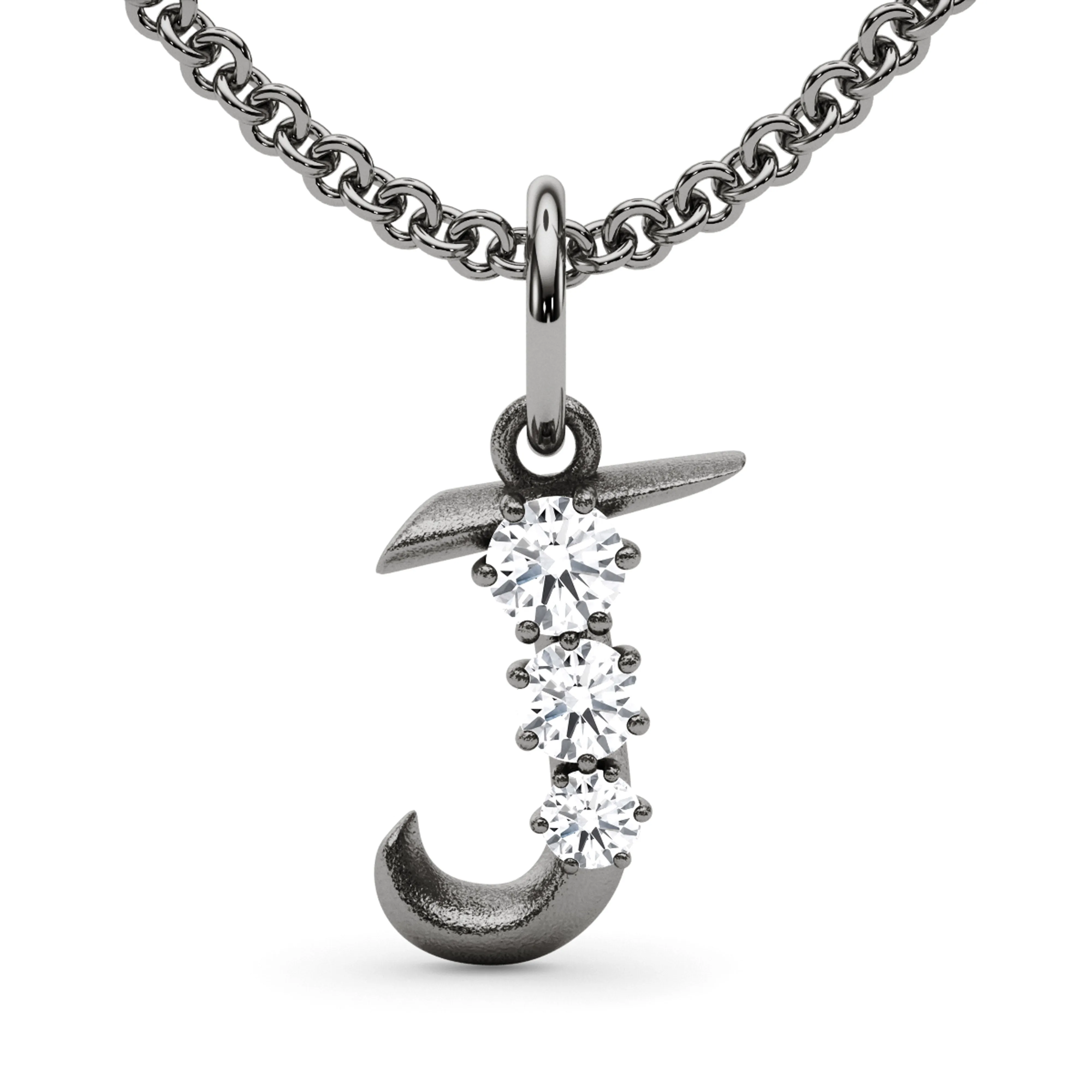 Graduated Diamond Initial Pendant Letter J