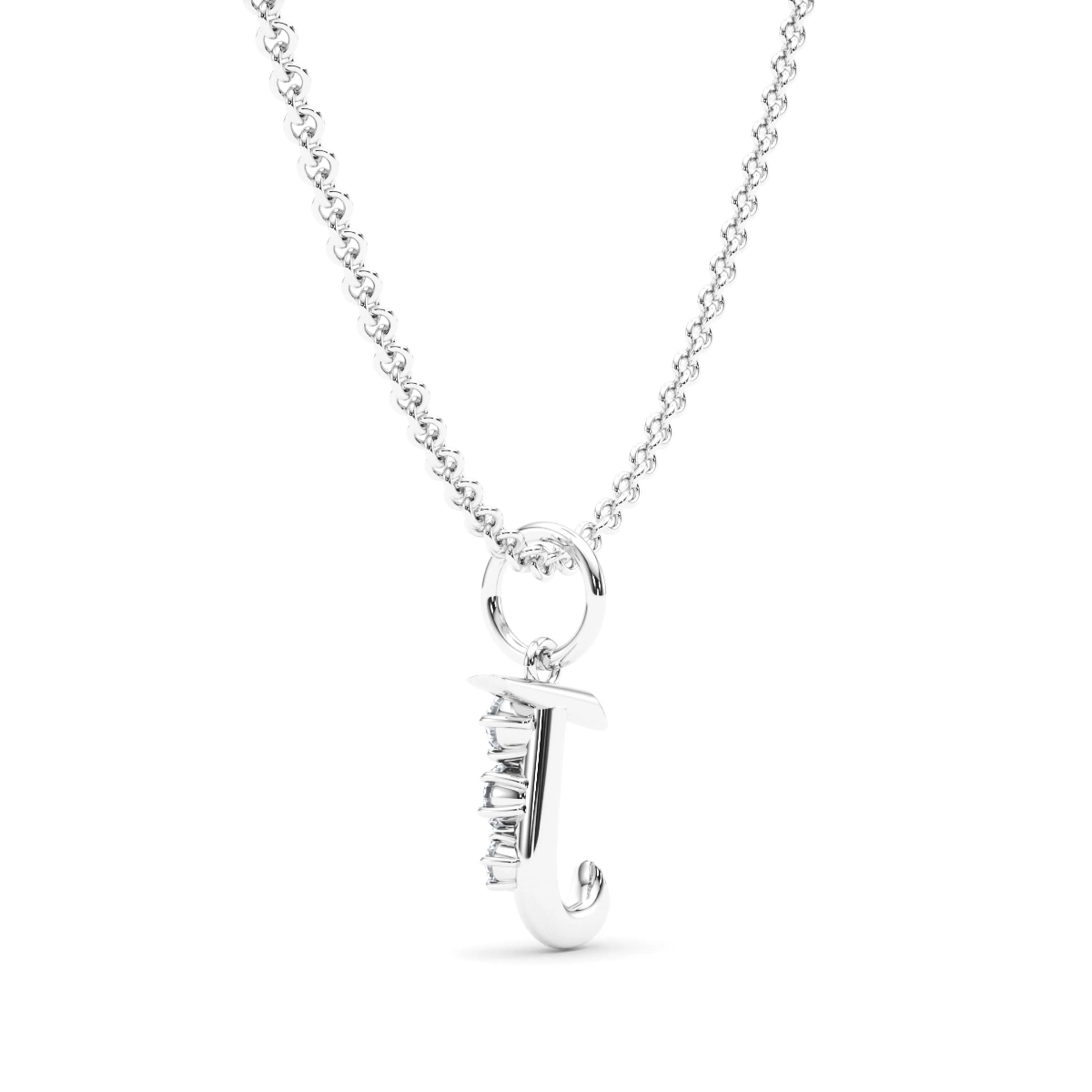 Graduated Diamond Initial Pendant Letter J