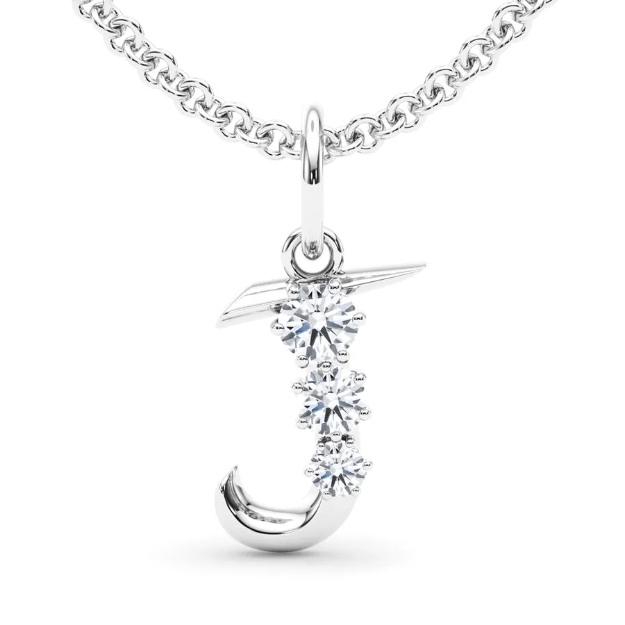 Graduated Diamond Initial Pendant Letter J