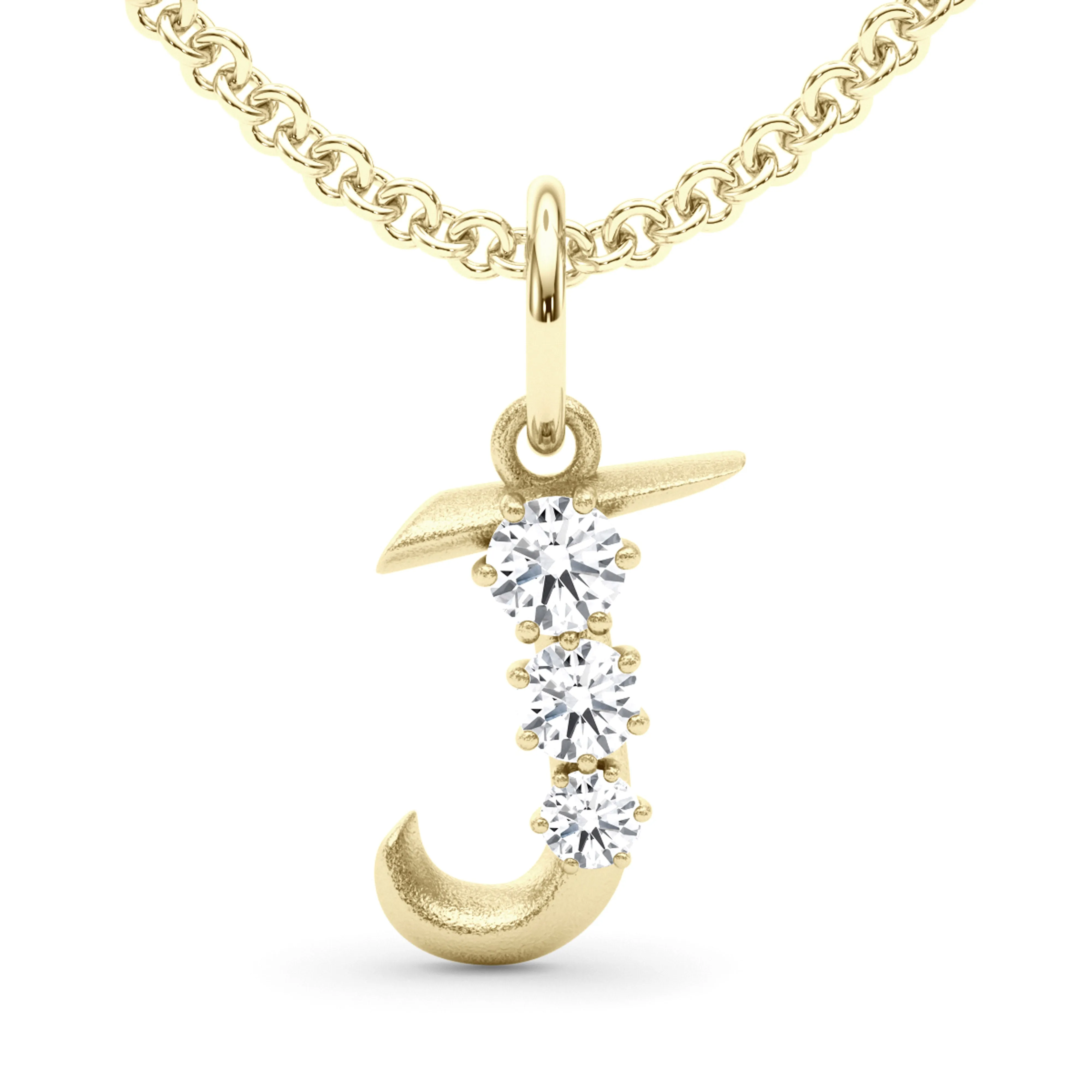 Graduated Diamond Initial Pendant Letter J