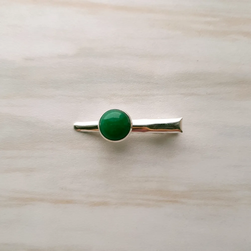 Green Jade Gemstone Hair Clip