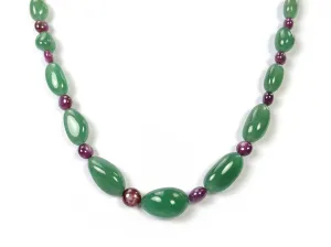 Green QUARTZITE Raspberry SAPPHIRE Gemstone Beads NECKLACE :52.97gms Natural Quartzite Uneven Plain Necklace 11*7mm-24*15mm 17" (With Video)