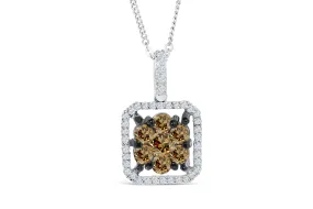 Halo Cluster Chocolate Diamond Pendant 1.69 CT TW 14K White Gold DPEN047