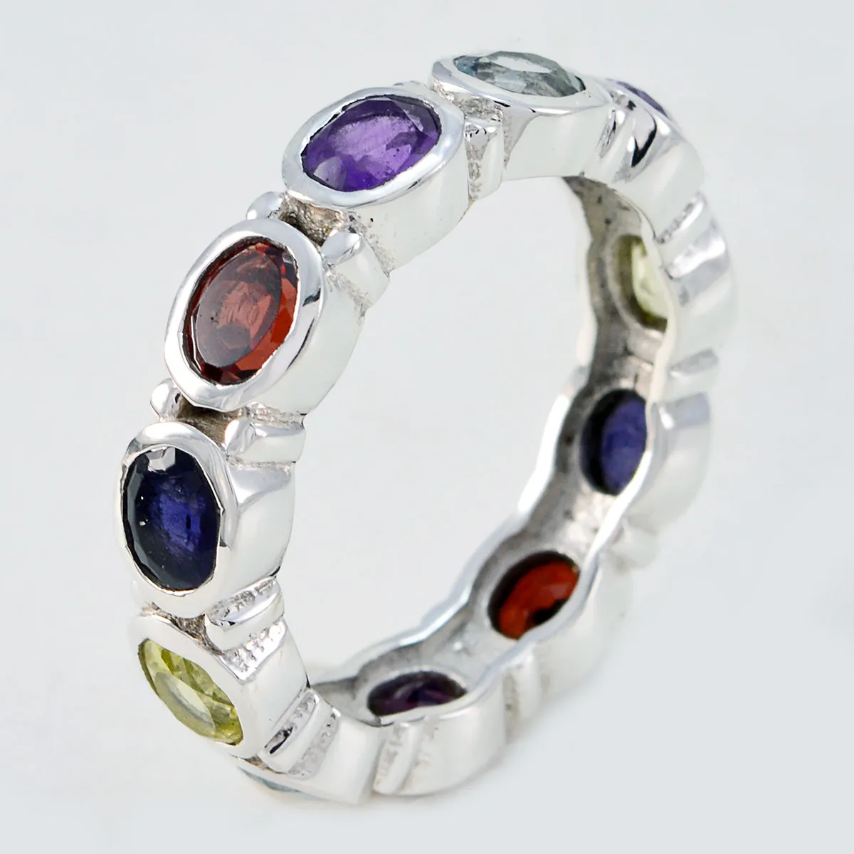 Handsome Gems Multi Stone 925 Sterling Silver Rings Biker Jewelry