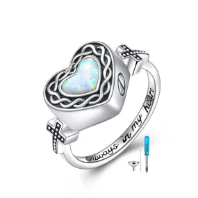 Heart Urn Rings for Ashes Celtic Knot Cross Rings Cremation Memorial Ring Keepsake Jewelry for Women for Human Ashes