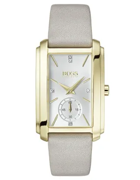 Hugo Boss Womens Aspiration Watch - Light Gold-Tone - Gemstones - Leather