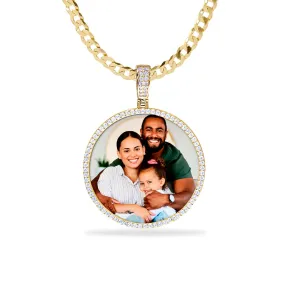 Iced Out Round Photo Pendant