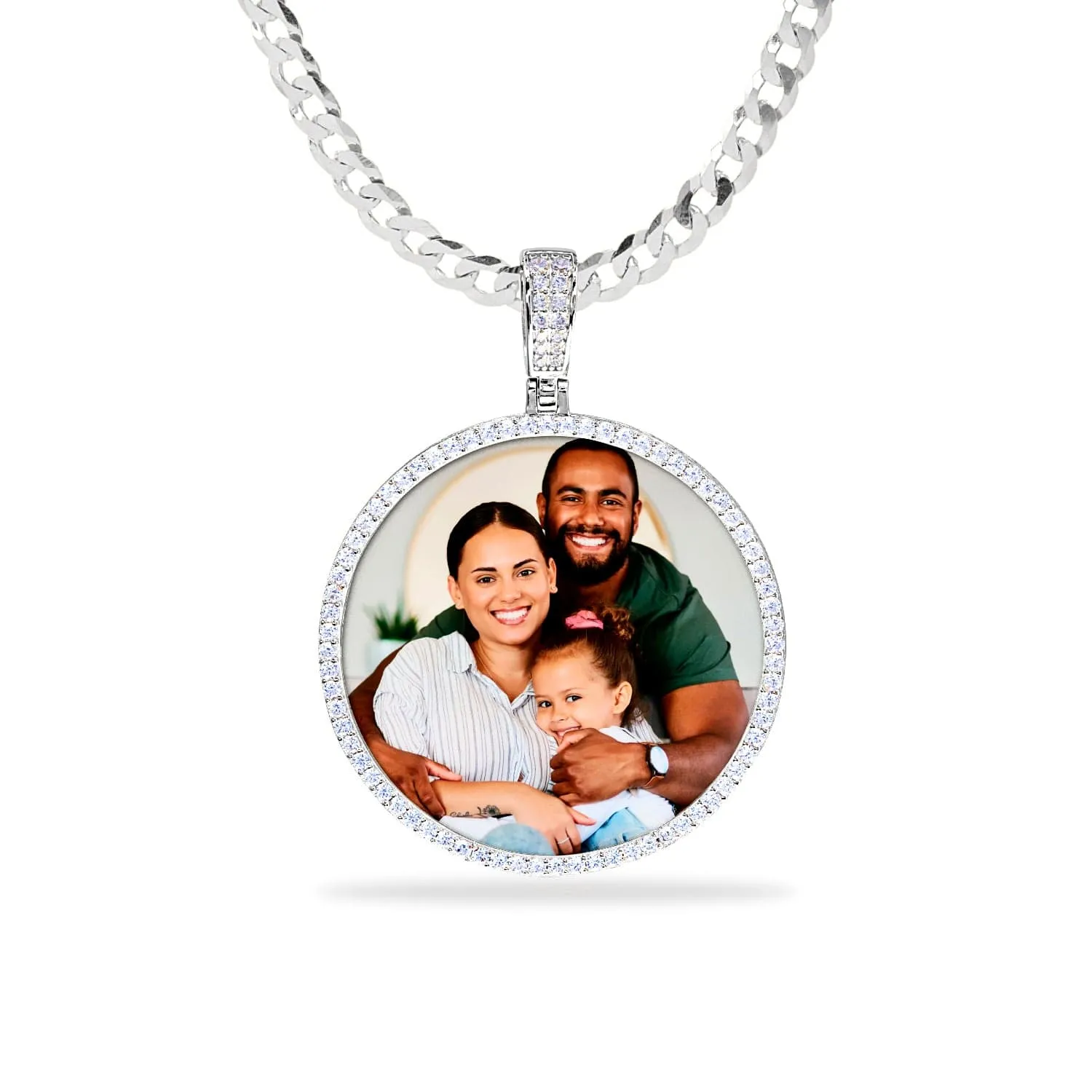 Iced Out Round Photo Pendant