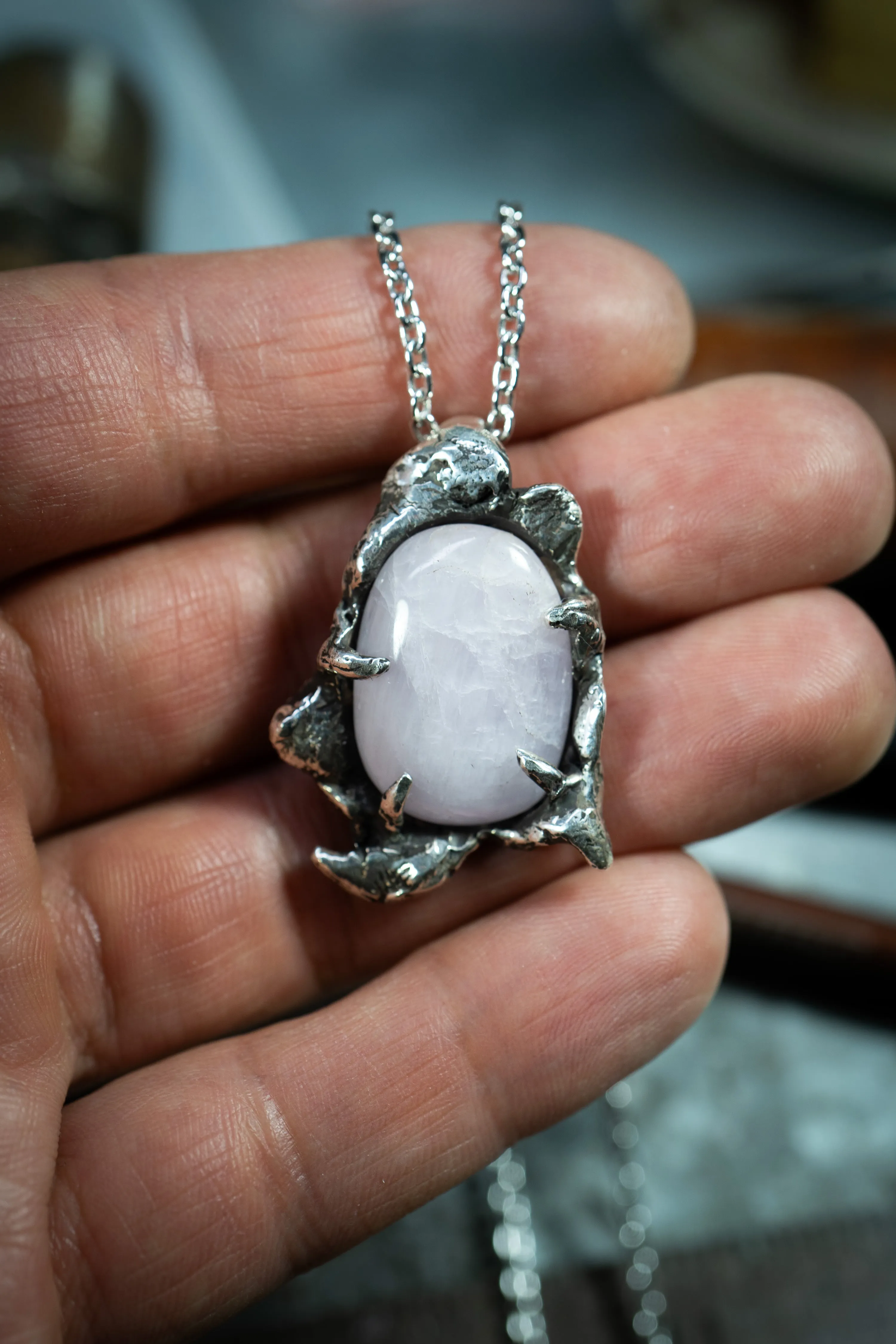 Internal (Rose Quartz, Sterling Silver Pendant)