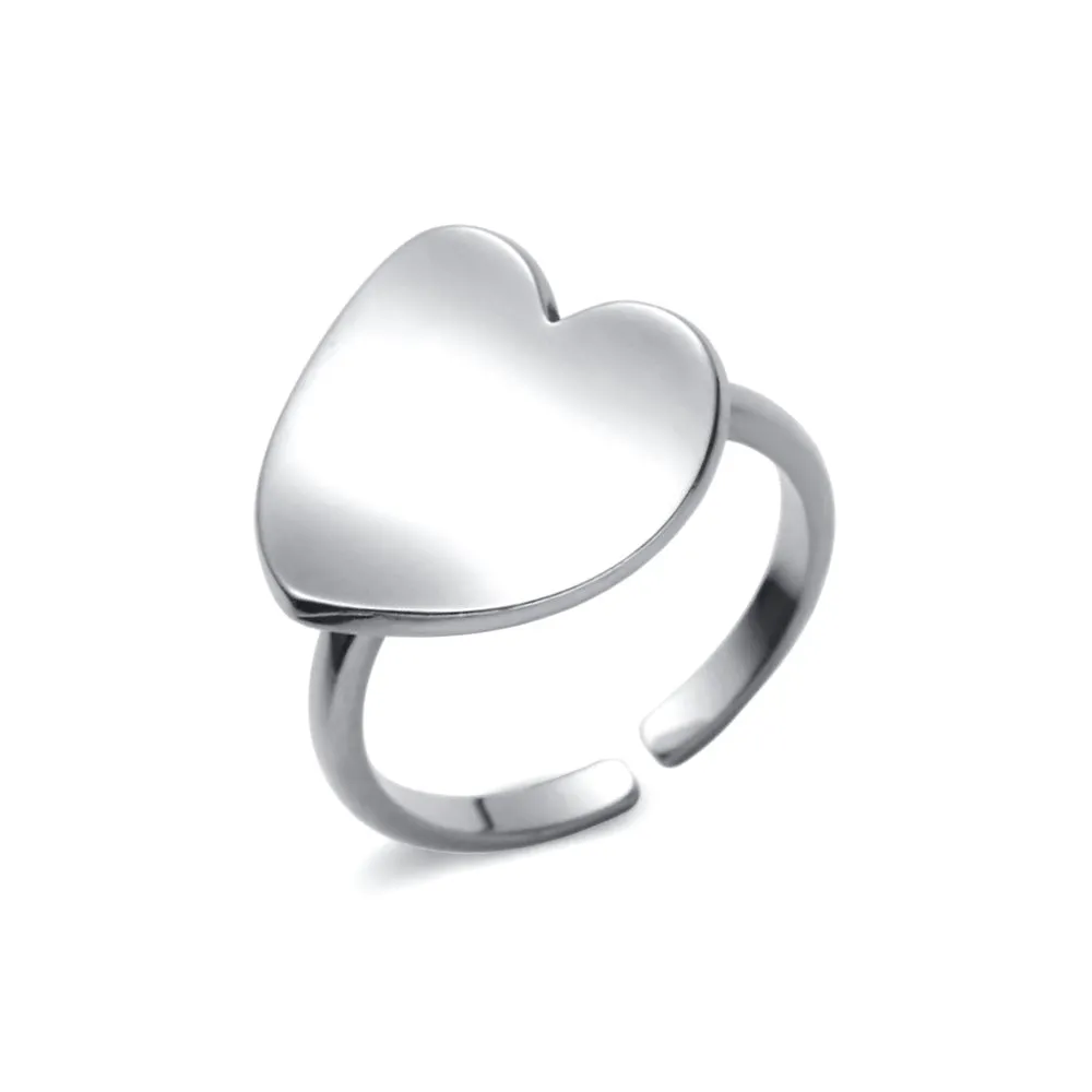 Irregular Peach Heart Silver Heart Plain Ring