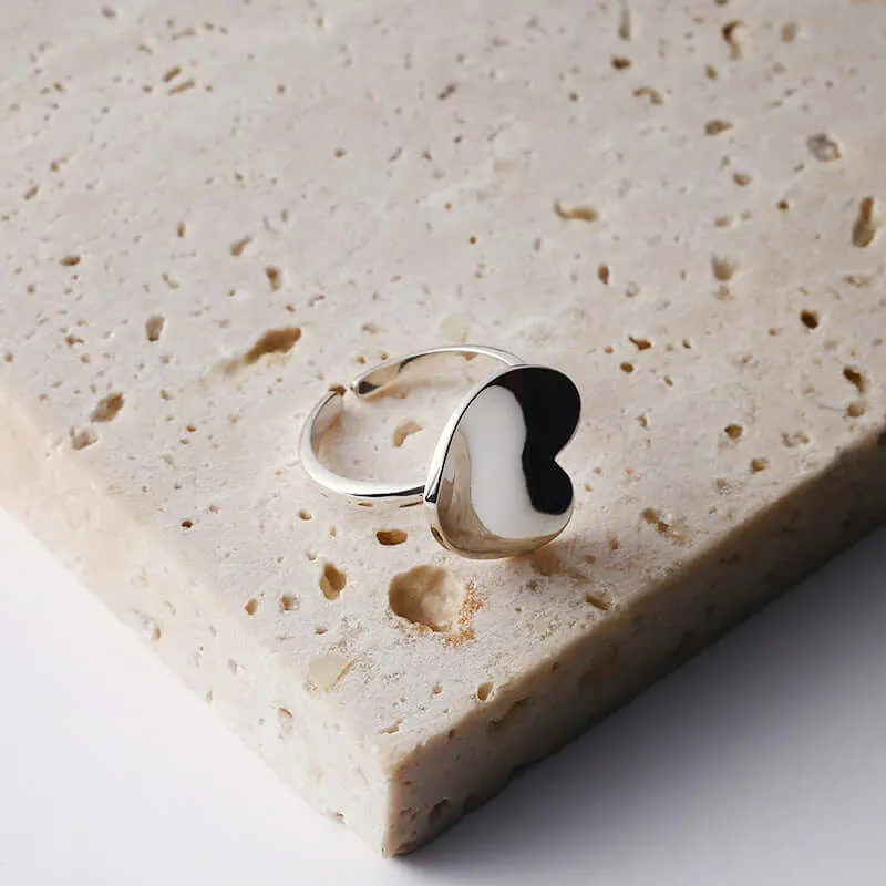 Irregular Peach Heart Silver Heart Plain Ring