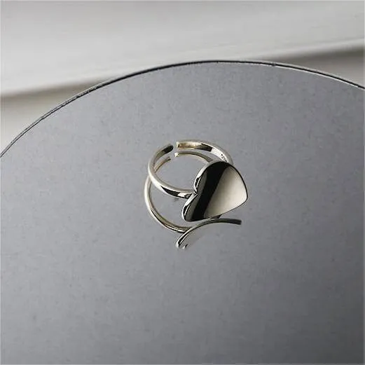 Irregular Peach Heart Silver Heart Plain Ring