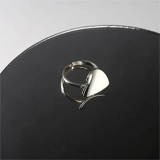 Irregular Peach Heart Silver Heart Plain Ring