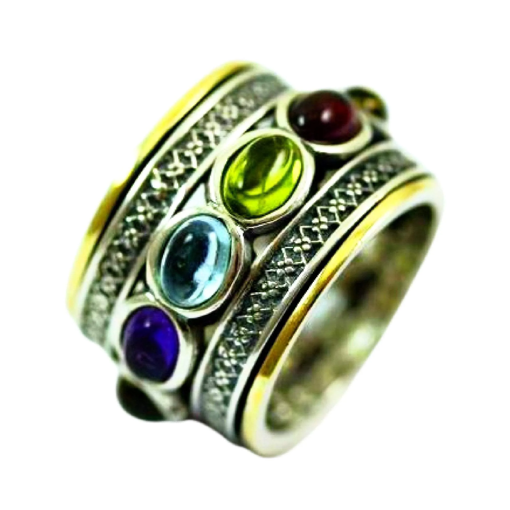 Israeli Spinner ring for women - Bluenoemi Israeli Jewelry Silver Gold Zircons