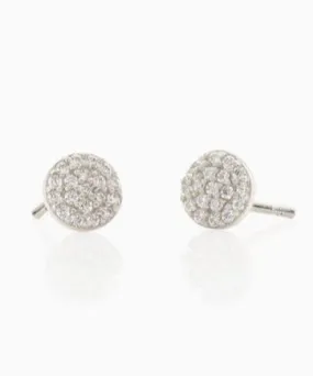 Kris Nations Round Crystal Stud Earrings - Silver