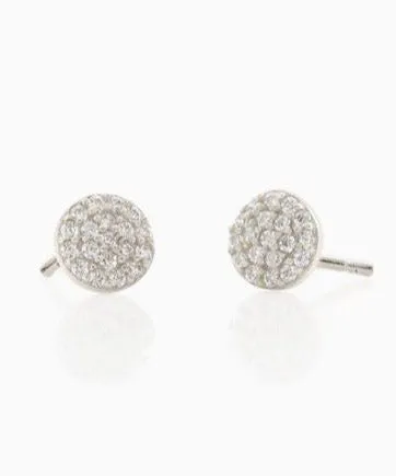 Kris Nations Round Crystal Stud Earrings - Silver