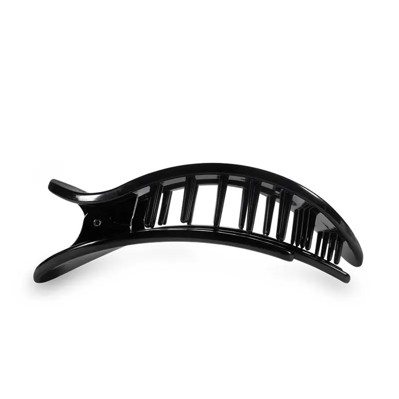 Large Jet Black Flat Oval Hair Clip