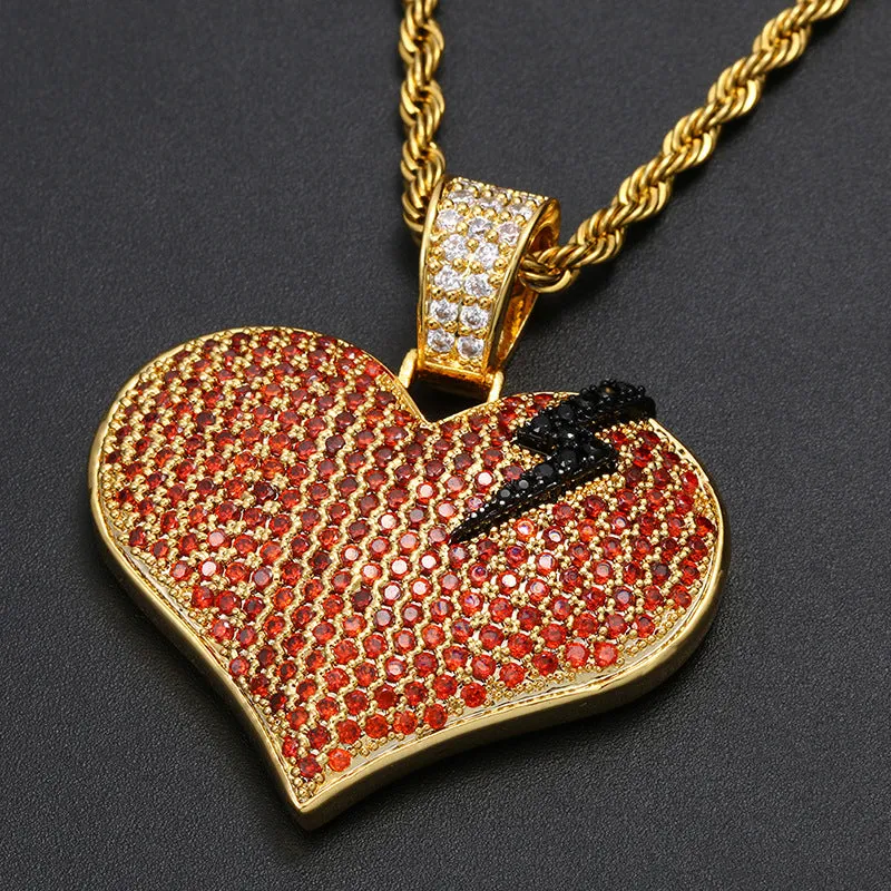 Lightning Red Heart Pendant